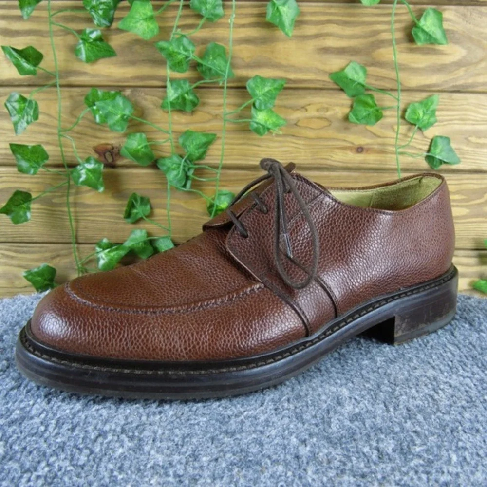 Joseph Abboud Moc Toe Men's‎ 8.5 Brown Leather Lace-Up Dress Shoe Classic Style